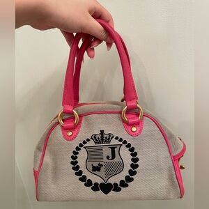 Juicy Couture Y2K Vintage Pink and Gray Bowler Bag